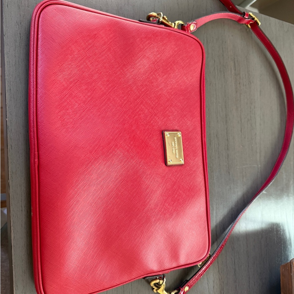 Michael Kors Red Shoulder/ laptop case.
